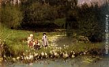 Emile Claus Picking Blossoms painting